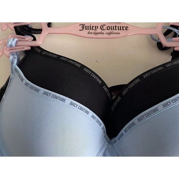 2 Pack Juicy Couture Sexy Push Up Bra JC6559 Blue Black Logo Trim Sz 38C NEW - Picture 6 of 16